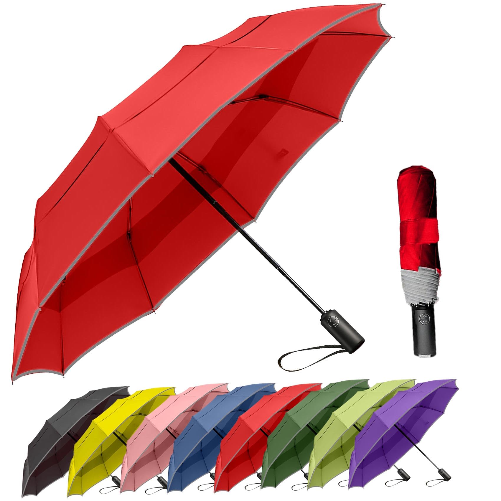 MRTLLOA 42/49 Inch Compact Travel Essentials Umbrella for Rain, Lightweight, Portable, Automatic, Strong, Waterproof Folding Umbrellas for Women, Men