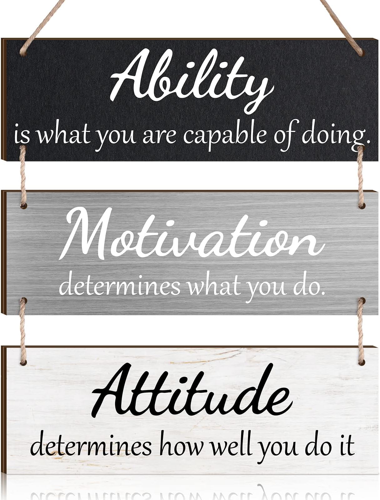 Office Wall Decor Sign Inspirational Motivational Plaques with Sayings Rustic Wooden Hangings Ability Sign for Coworker Holiday Gift Office Home Artwork Decoration(Simple Color)