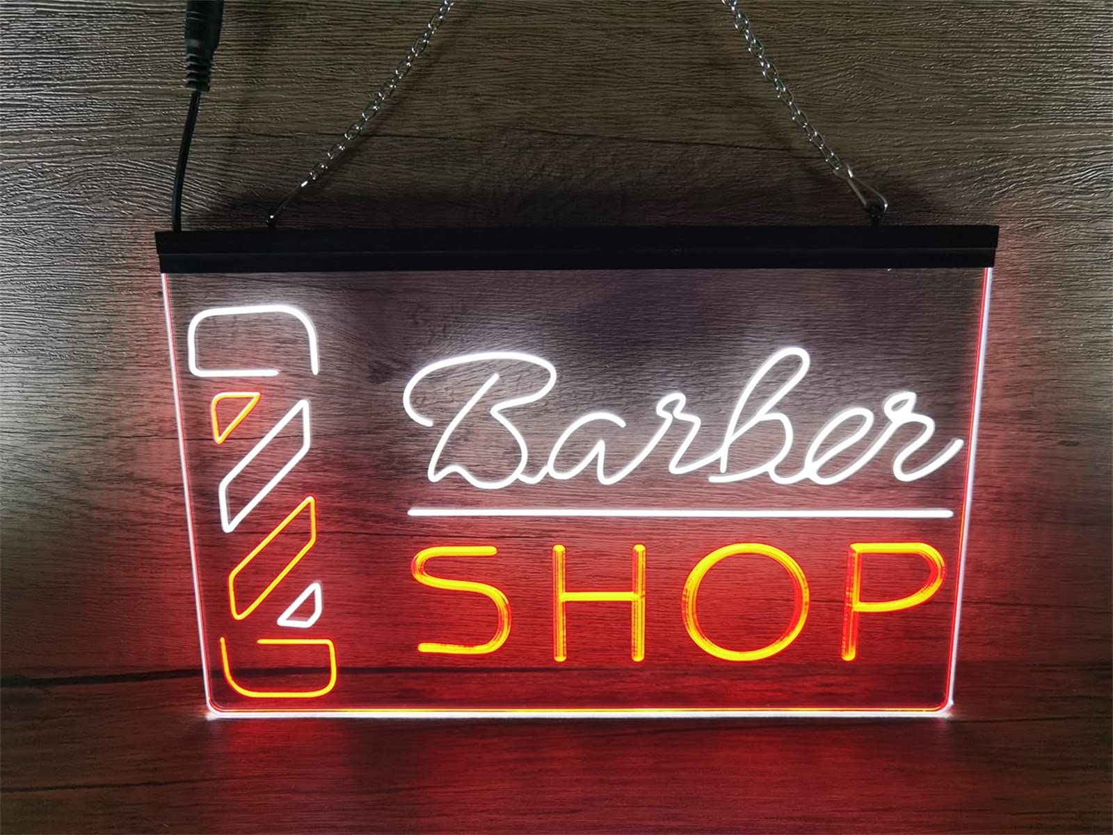 Cartel de neón LED de barbería, Postes de barbero de Corte de Pelo Personalizado, Luces de neón para decoración de Pared, Letrero Luminoso, Luces nocturnas,White Red,40x30cm