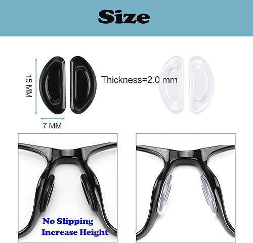 Miniatura 2 de Almohadillas de nariz para gafas, 0.079 pulgadas de grosor adhesivo antideslizante de silicona para lentes, almohadilla de nariz de silicona suave