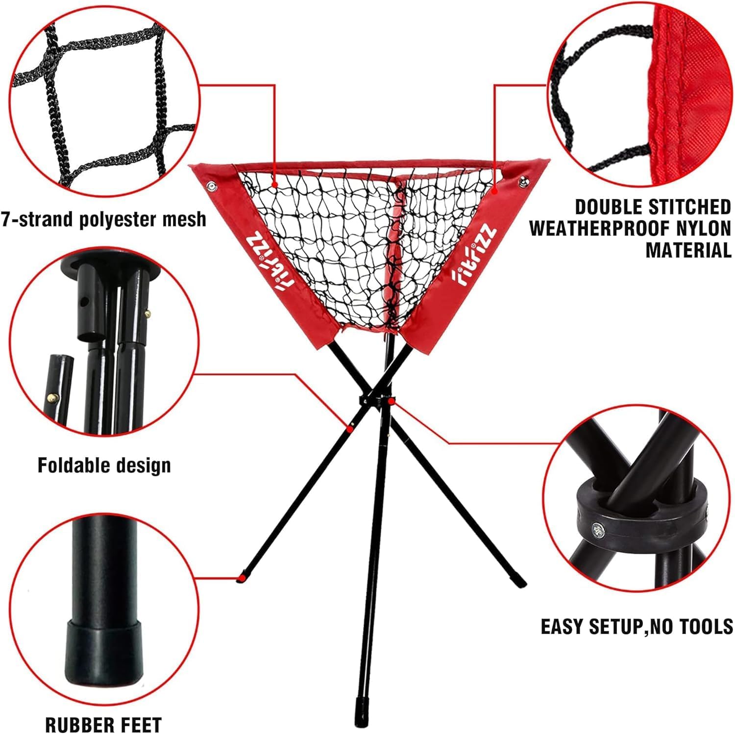 7x7 ft Baseball Net for Batting Pitching Hitting, Softball Pitching Net with Strike Zone, Tee, Ball Caddy, Softball Batting Net Baseball Training Equipment for Kids Adult Youth Sport Practice