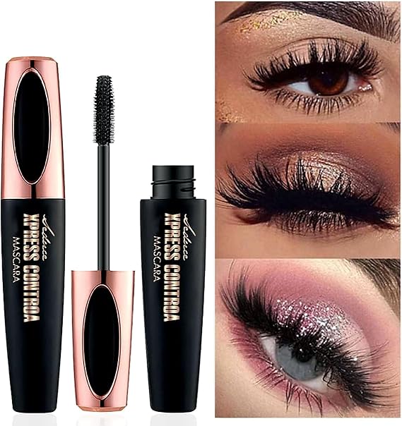 4D Silk Fiber Eyelash Mascara Black, Volume and Length Waterproof Mascara Long-Lasting, Dramatic Extension, Curling Thick Makeup,Gift for Student Women