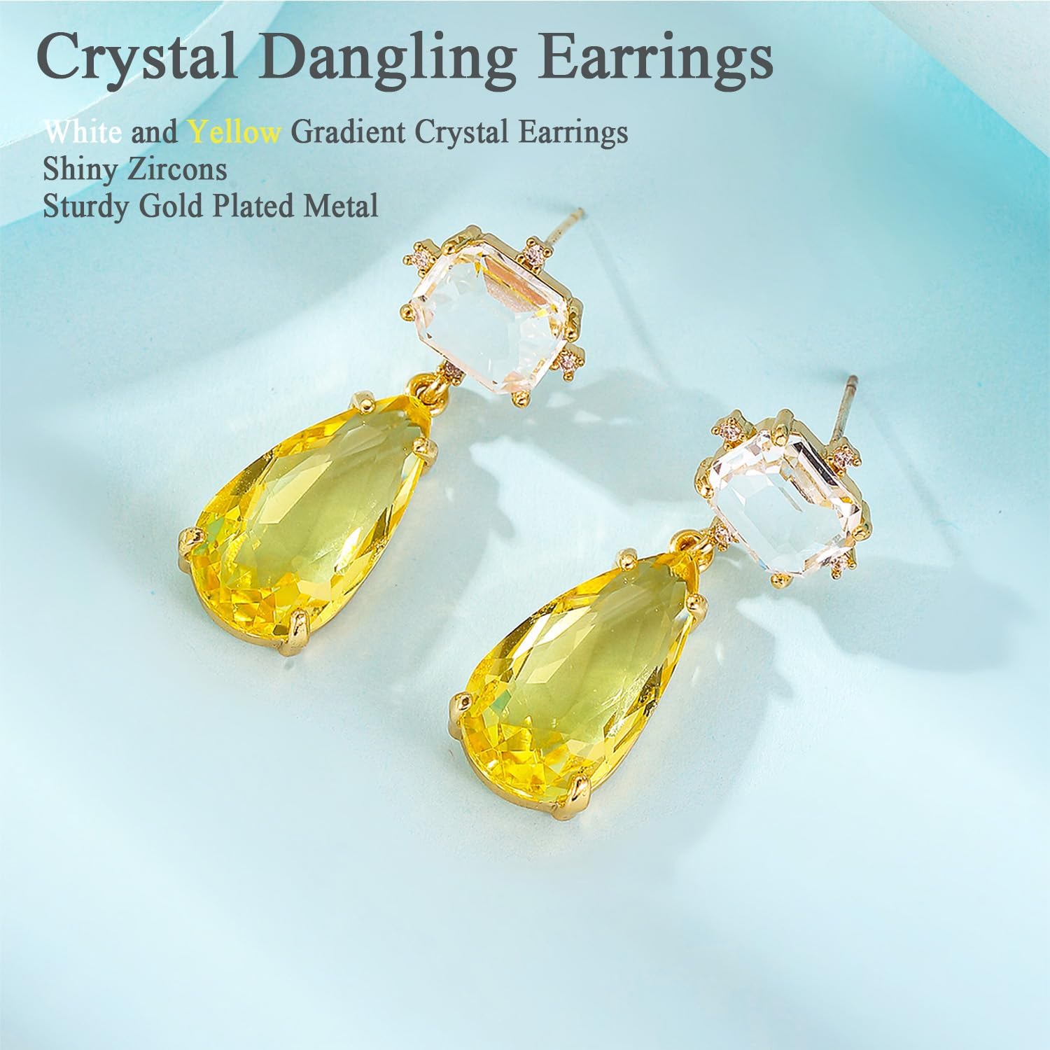 Crystal Earrings CXUEMH Teardrop Earrings for Women Blue and Green Dangle Earrings Elegant Earrings for Prom Emerald Green Earrings Formal Jewelry Crystal Drop Earrings - Image 2