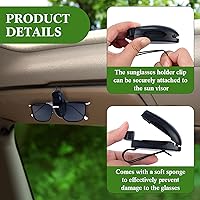 Vista 3 de Frienda Clip para lentes de sol de automóvil, 2 piezas, clips para visera de sol, accesorios de montaje para anteojos (negro)