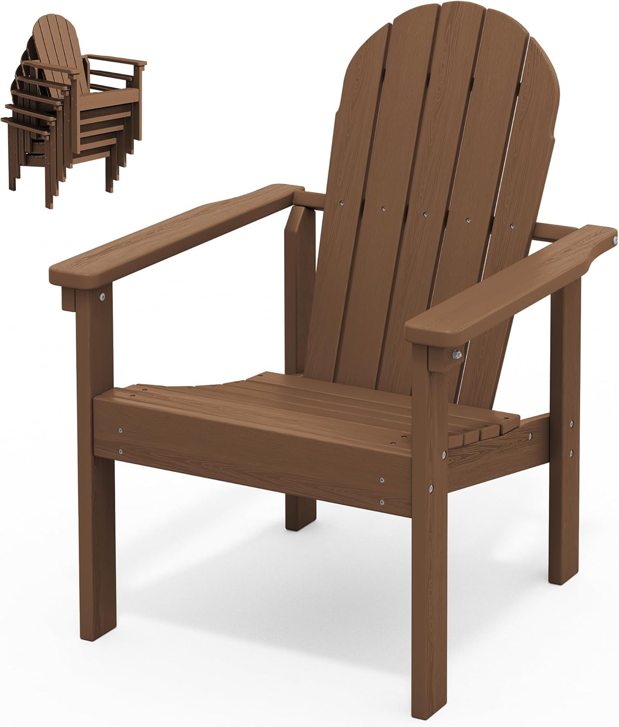 SERWALL Stackable Modern Adirondack Chairs Set of 2, HDPE Outdoor Patio Chairs with Space-Saving Design, All-Weather Fire Pit Chairs with Widened Seat for Deck, Backyard, Garden, Lawn (White)