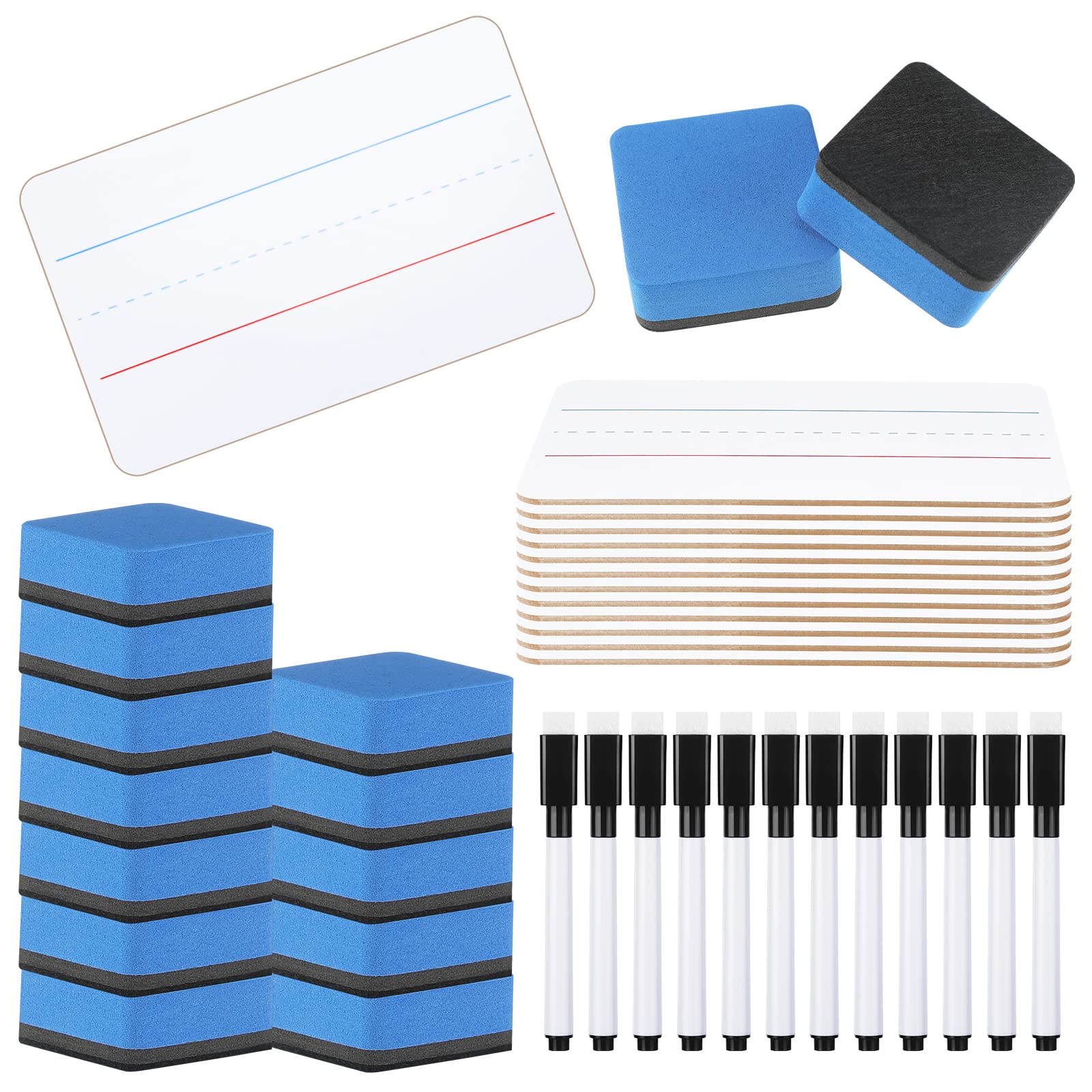Colarr 12 Sets Mini White Boards 6"x 9" Dry Erase Boards Classroom Pack Includes Two Sided Small Whiteboards Markers, Lapboards Erasers for Teachers Students School
