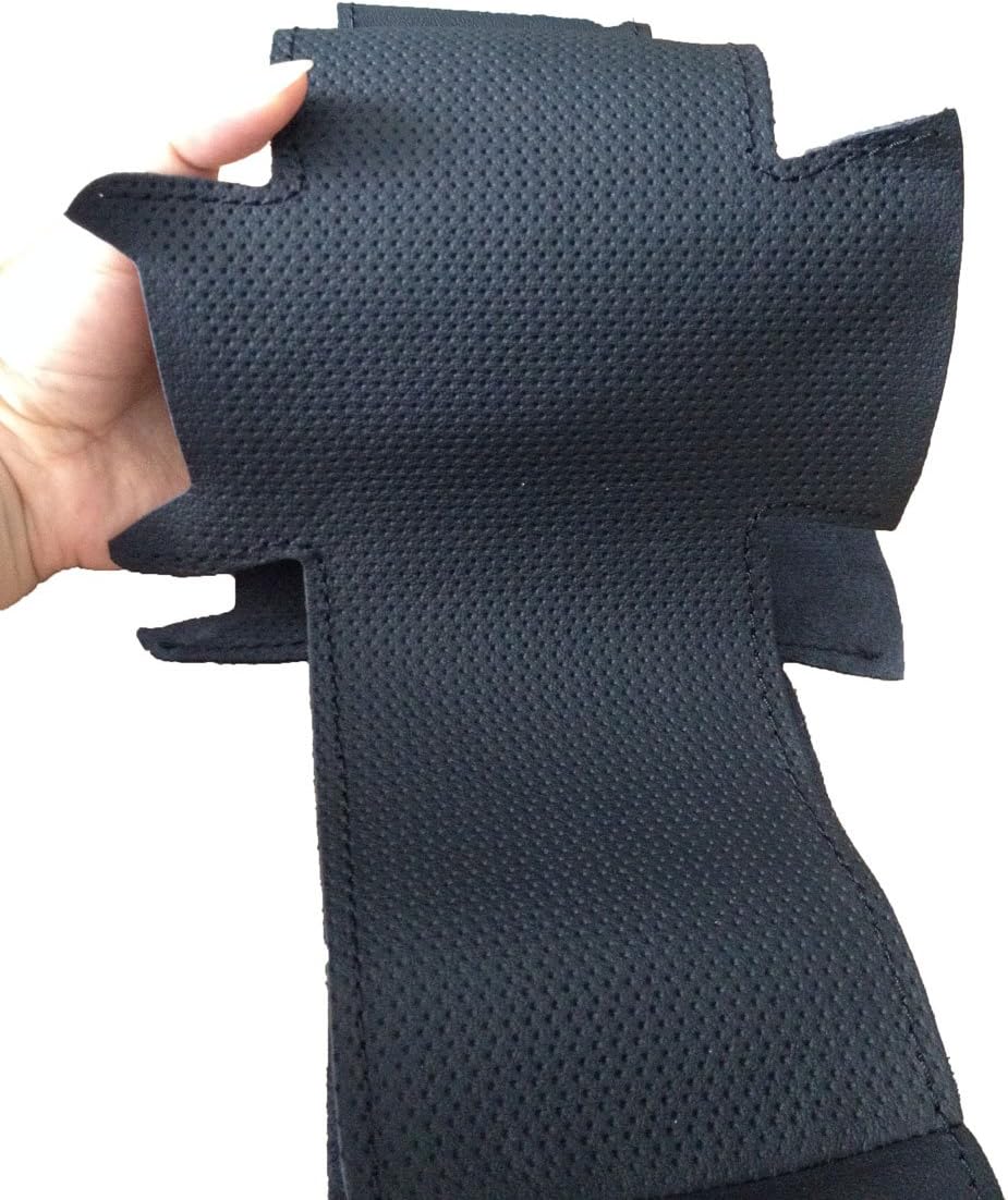 Eiseng Custom Hand Stitched DIY Steering Wheel Cover for Toyota RAV4 SUV 2006-2012 / for Yaris Sedan 2007-2011, Breathable Genuine Leather, Non-Slip Durable Auto Steering Wheel Protector,Black Thread