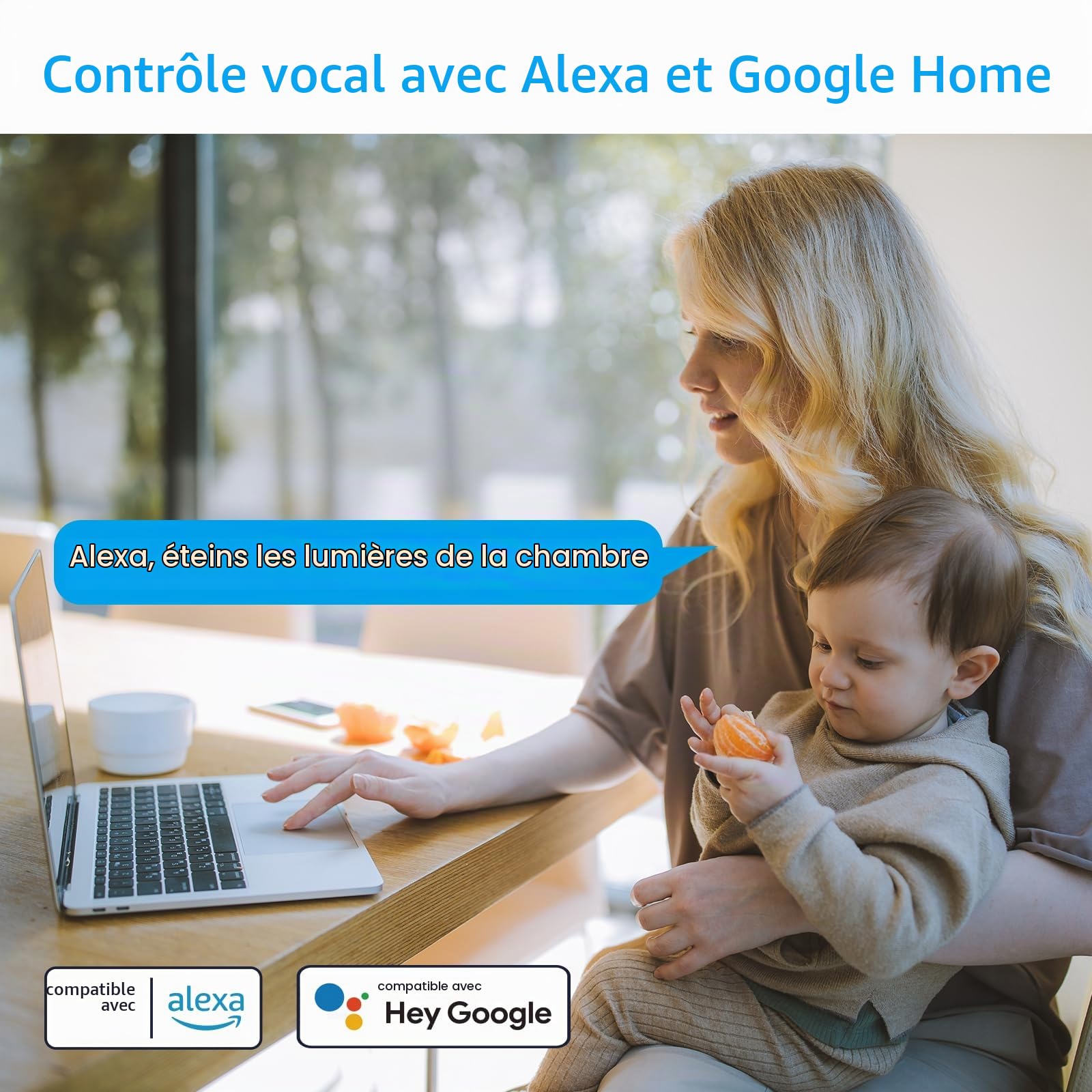ANTELA Prise Connectée Alexa 16A 2,4/5GHz WiFi | Mesure de Consommation Électrique compatible avec Google Home, Smart Life APP, Horaires et Minuterie, 2PCs