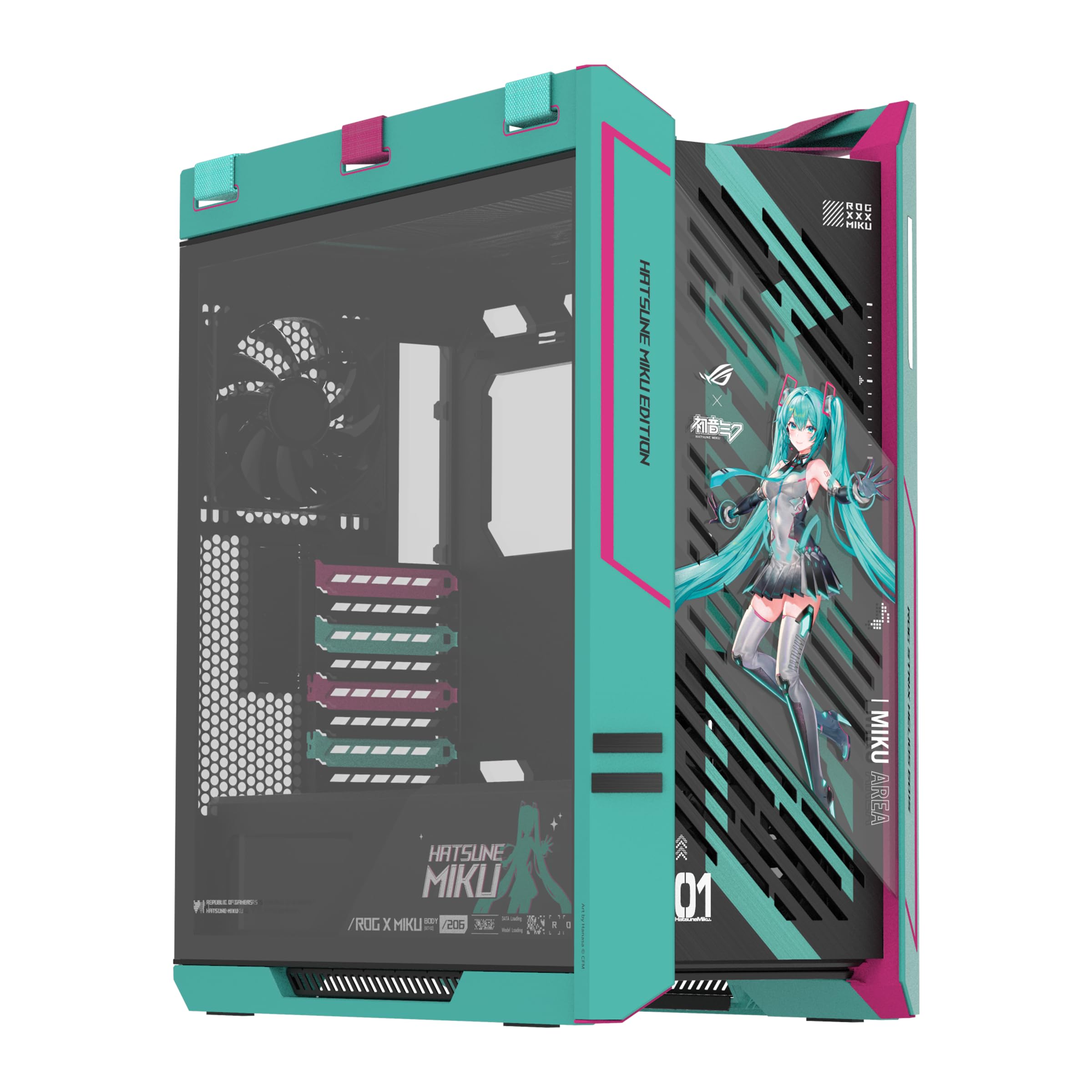 ASUS ROG Strix Helios II Hatsune Miku Edition Gaming pc case, with Dual Tempered Glass Side Panels, Support Graphics Cards up to 450mm Long, Graphics Card Braces & Support for up to 420mm radiators