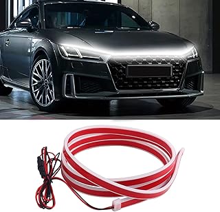 Dynamic Car Hood Light Strip, 59/71/79 Inches Flexible Exterior Car LED Strip Lights Waterproof Car Led Hood Light Daytime Running Light Strip for Cars, Trucks (White)