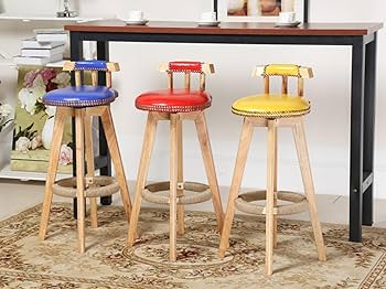 Amazon｜Geyaziu カウンターチェア 木製 360度回転 足置き付き