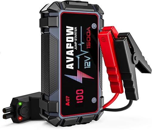Miniatura 8 de AVAPOW Arrancador de coche de 2000 A pico de 16800 mAh cajas de salto para vehículos motor diésel de 12 V 8 litros paquete de batería de arranque de