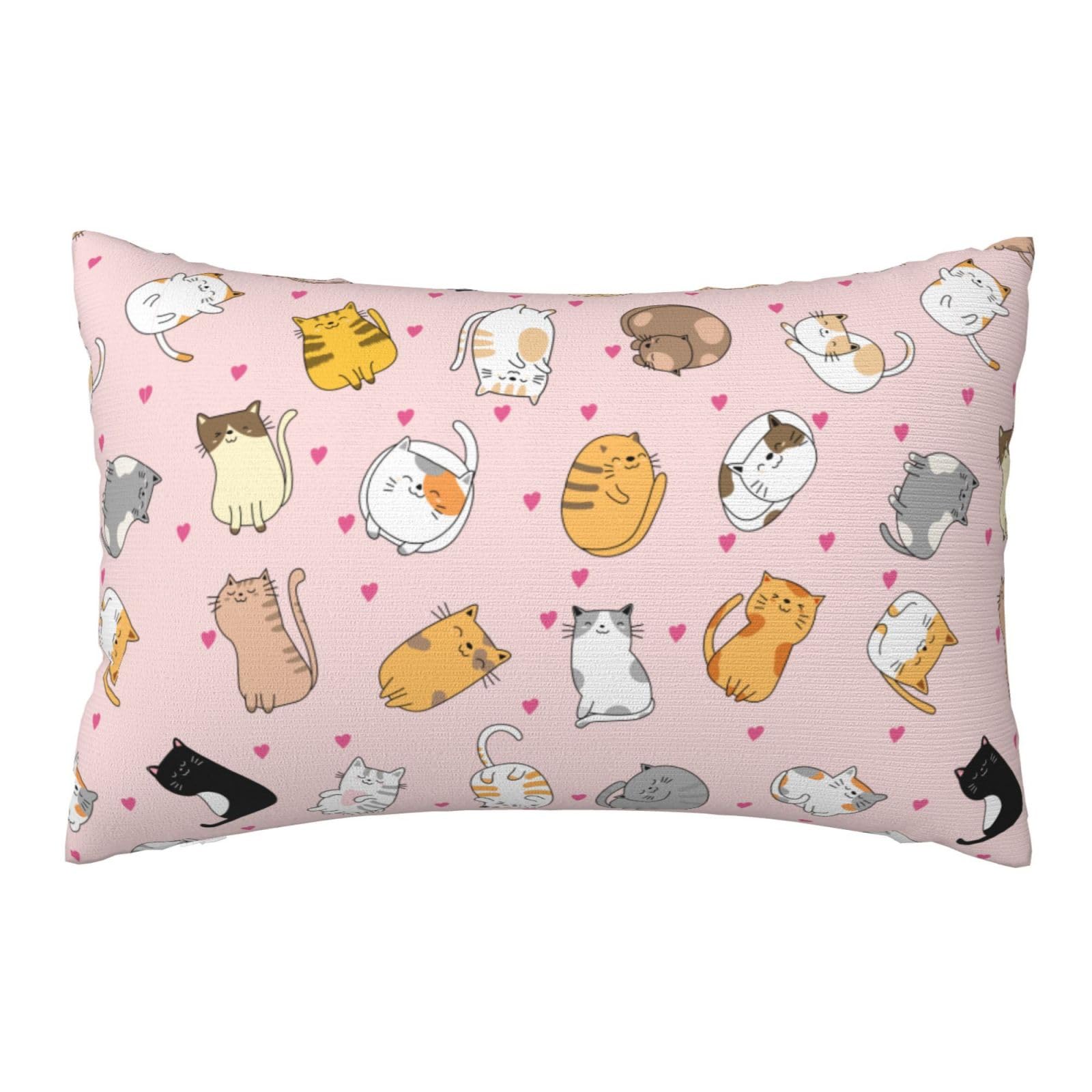 Cute Cat Pillow Cover 20x30 Inch Bed Pillow Pillowcases with Hidden Zipper Lumbar Pillow Case Cushion Queen Size Standard Soft Breathable Rectangular Pillow Covers,for Sofa Couch Bed Decor