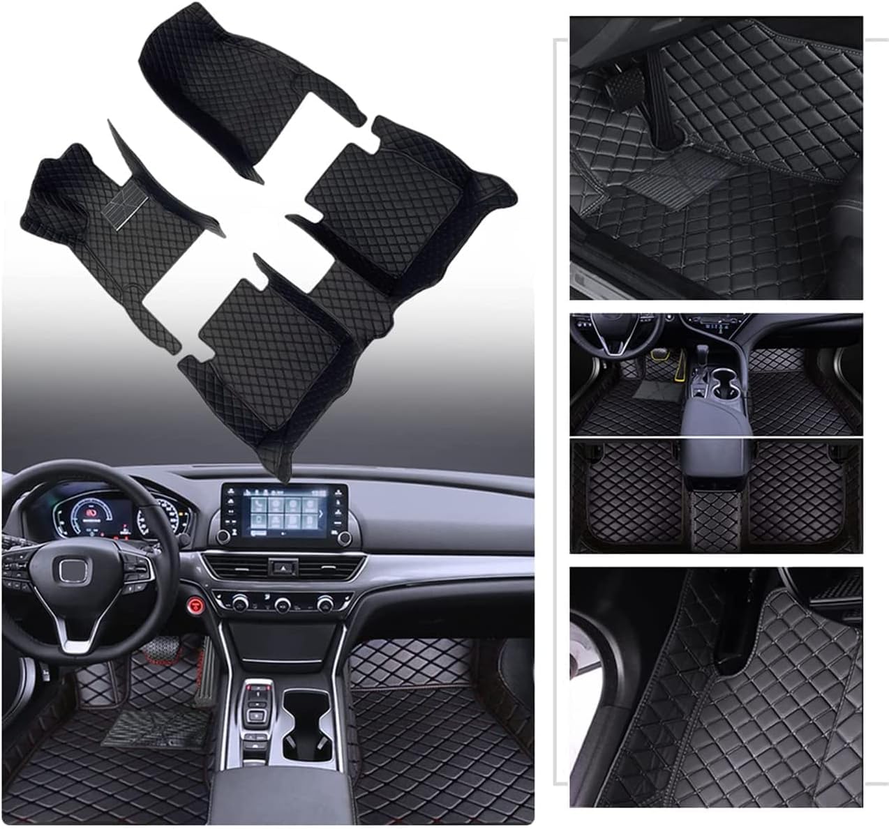 Tappetini Auto Personalizzati per Toyota Corolla Touring Sports 2019-2023 2024 2025, Antiusura Pelle Tappetino Completo Mat Set Auto Pavimento Protezione,Black