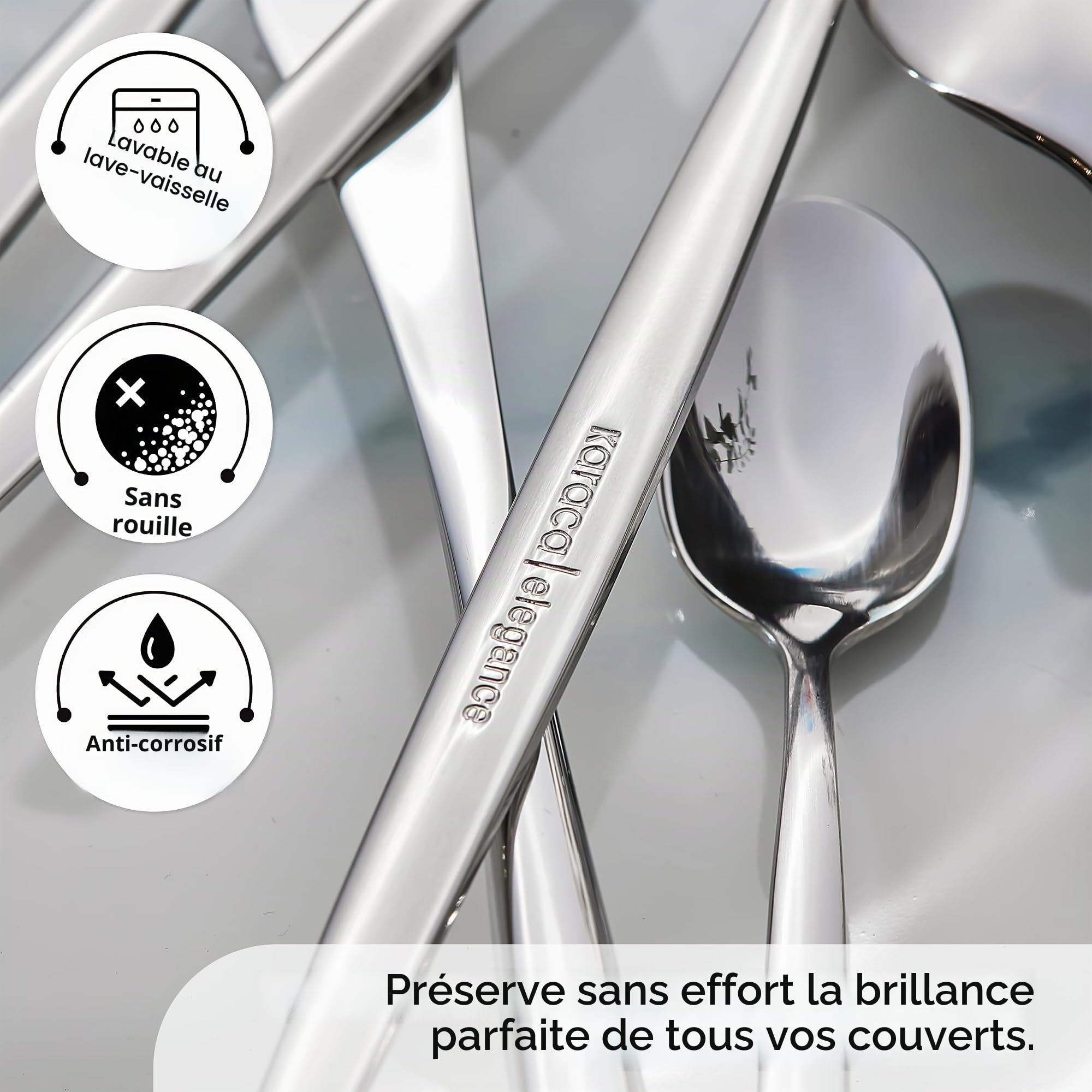 Karaca Lizbon Ménagère 60 pièces, Pour 12 personnes, set de couverts en acier inoxydable 18/10, passe au lave-vaisselle, parfait pour un usage quotidien, qualité premium