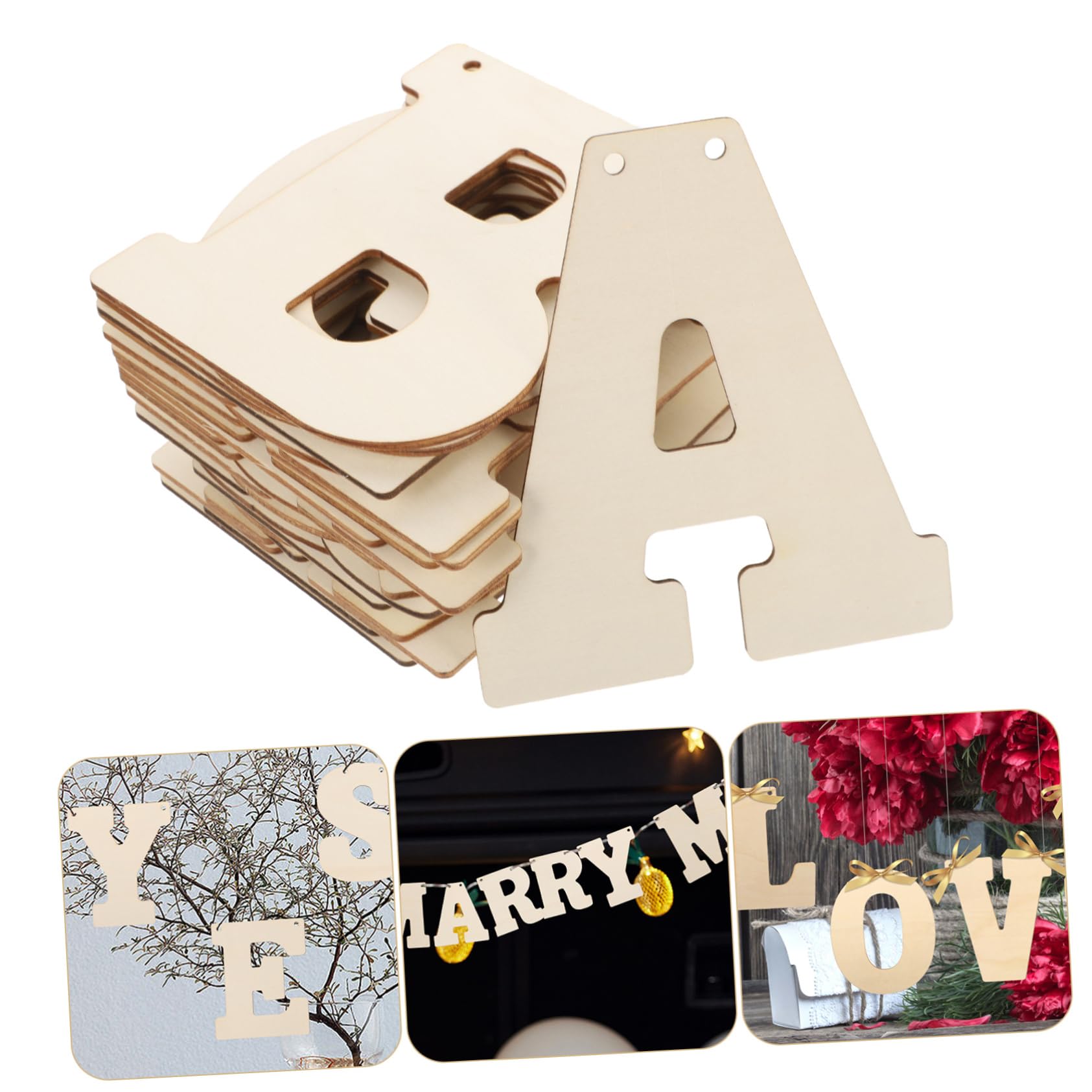 EXCEART 66 Pezzi Lettere in Legno Beige, Superficie Liscia, Decorazioni per Artigianato, Strumento per Imparare L’alfabeto e Comporre Nomi