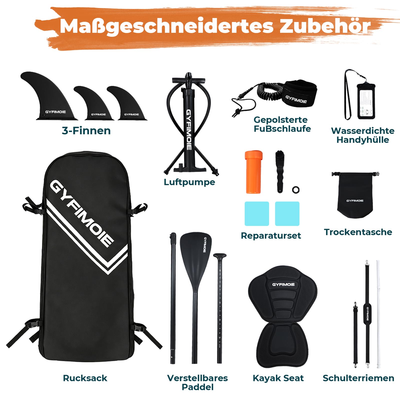 Gyfimoie 325cm Premium Stand Up Paddling Board, SUP Board Set, Aufblasbar, Mit Universal Kamerahalterung, Komplettes Zubehör, Verstellbares Paddel, für Anfänger, Fortgeschrittene