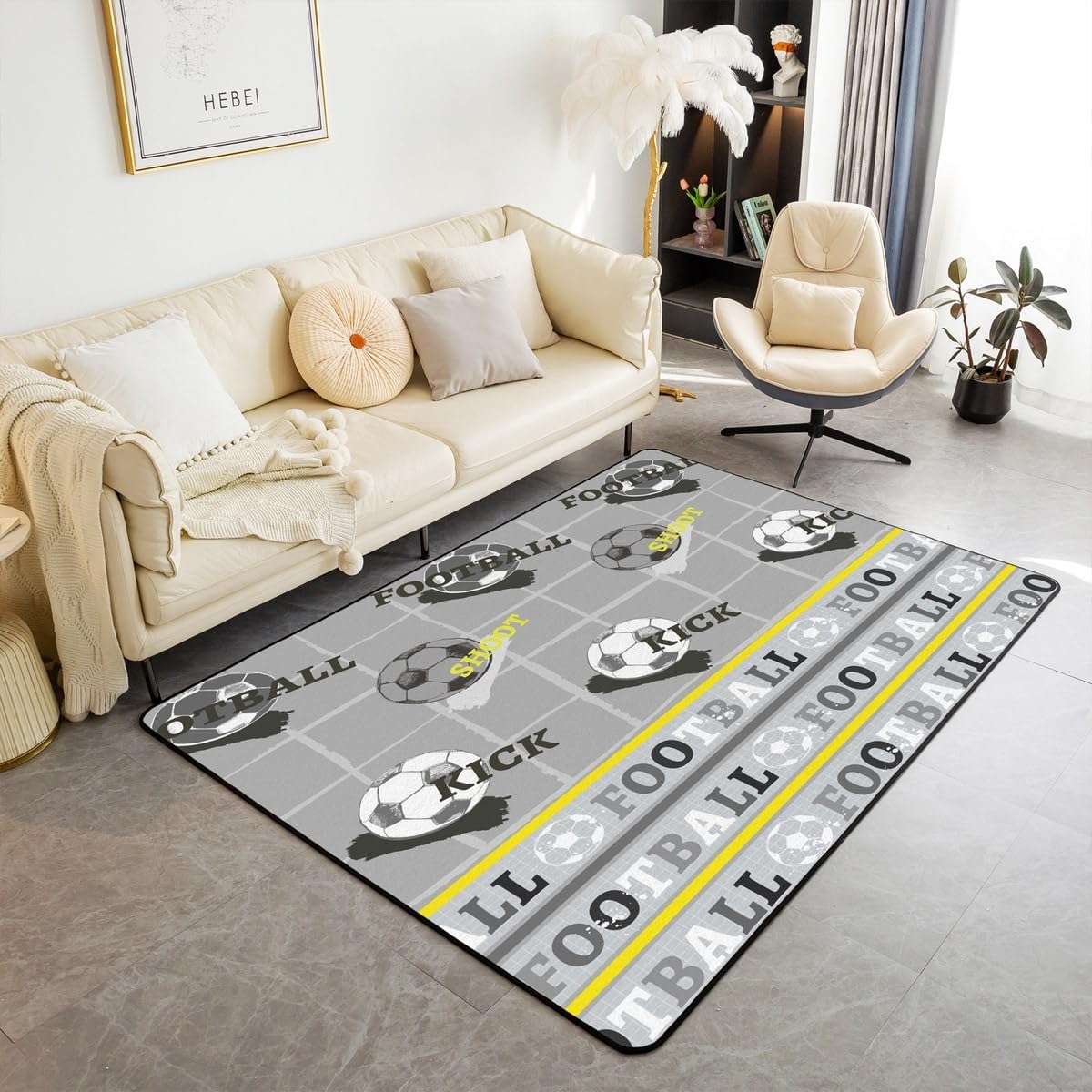jejeloiu Ice Hockey Area Rug 3x5 for Bedroom Golf Living Room Rugs Soft Non-Slip Color Graffiti Hip Hop Style Decor Carpet Sports Themed Indoor Floor Mat for Home, Dining Room