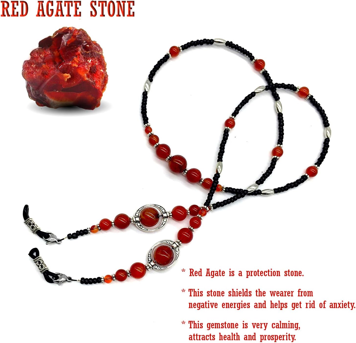 HANDMADE Eyeglass Chains Eyewear Retainer Beaded Eyeglass Strap Holder Natural Stone Beaded Eyewear Retainer