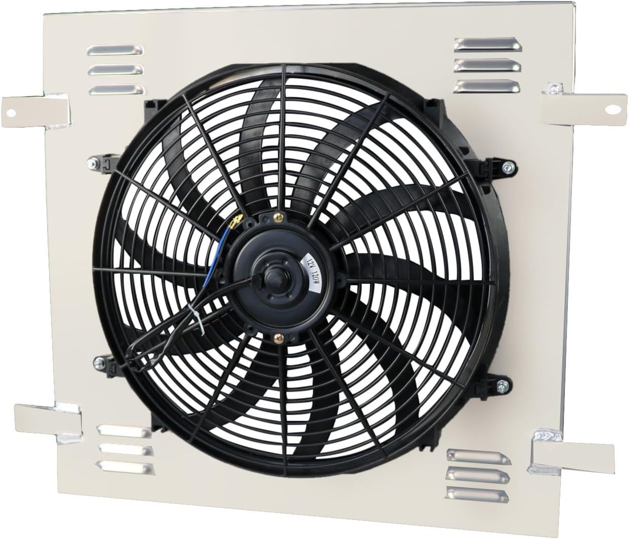 Radiator Shroud with Fan for 2007-2017 Jeep Wrangler & 2018 Jeep Wrangler JK 3.6L 3.8L V6 Sport Utility, Aluminum Shroud + Fan + Relay Kit