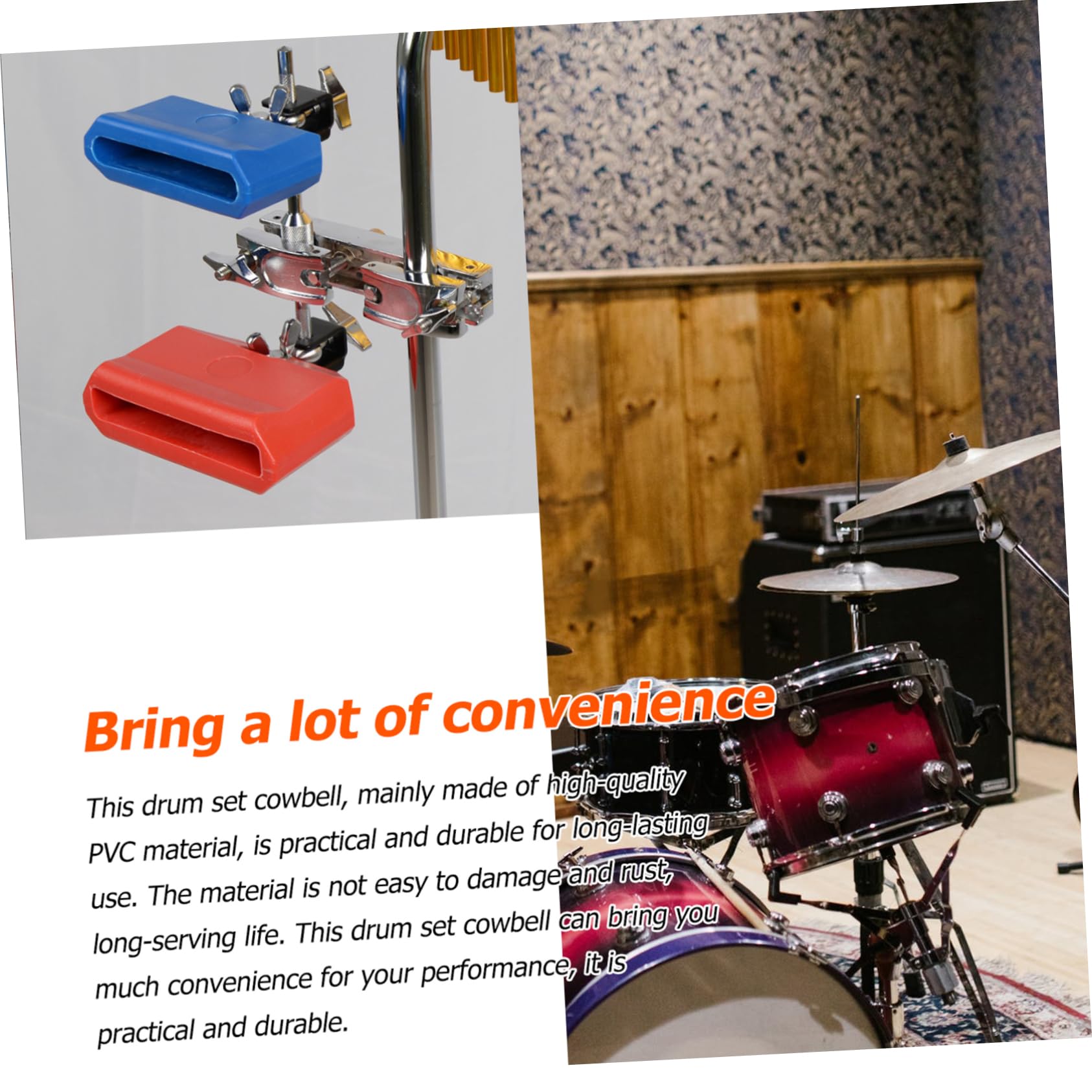 SUPVOX Drum Set Cowbell Blue Pvc and Decorative for Students and Pros Concerts Parties