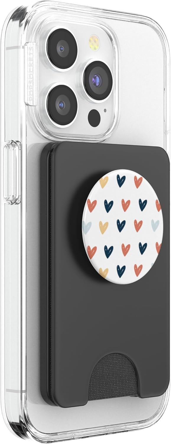 Neutral Pastel Colors Cute Love Hearts with White Background PopSockets PopWallet for MagSafe