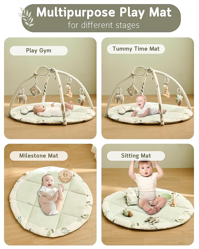 Fortella Baby Play Gym & Activity Mat, Alfombra de Juego Lavable y Plegable con 5 Juguetes Desmontables miniatura 4