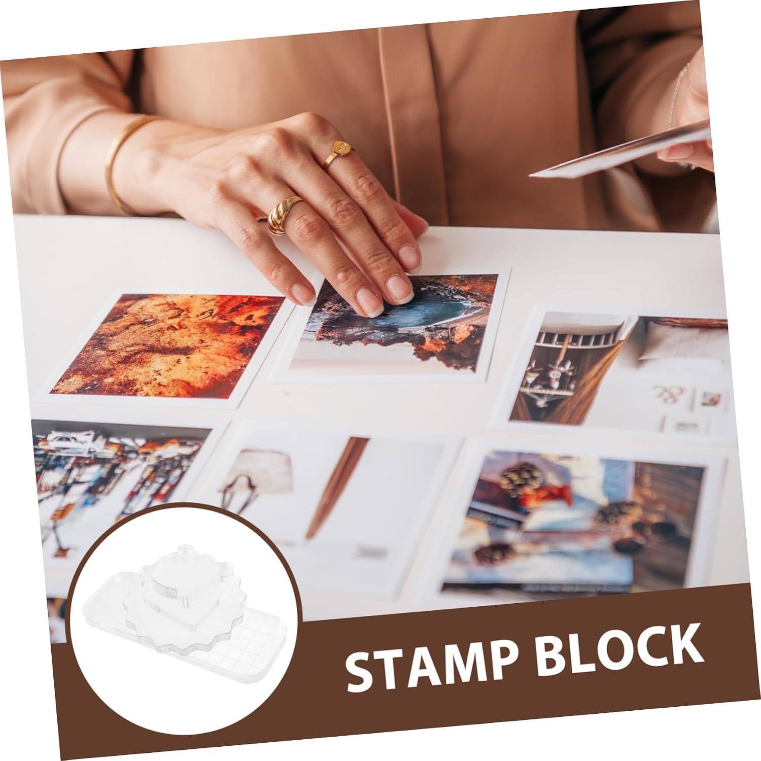 TEHAUX 4pcs Acrylic Stamp Blocks Stamping Tools for Card Making DIY Craft Projects and Easy to Use for Journals Invitations