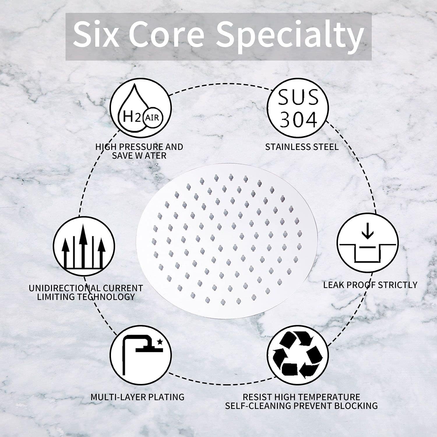 Round 8 Inch Stainless Steel Shower Head Rain Style Shower Head Chrome image 3