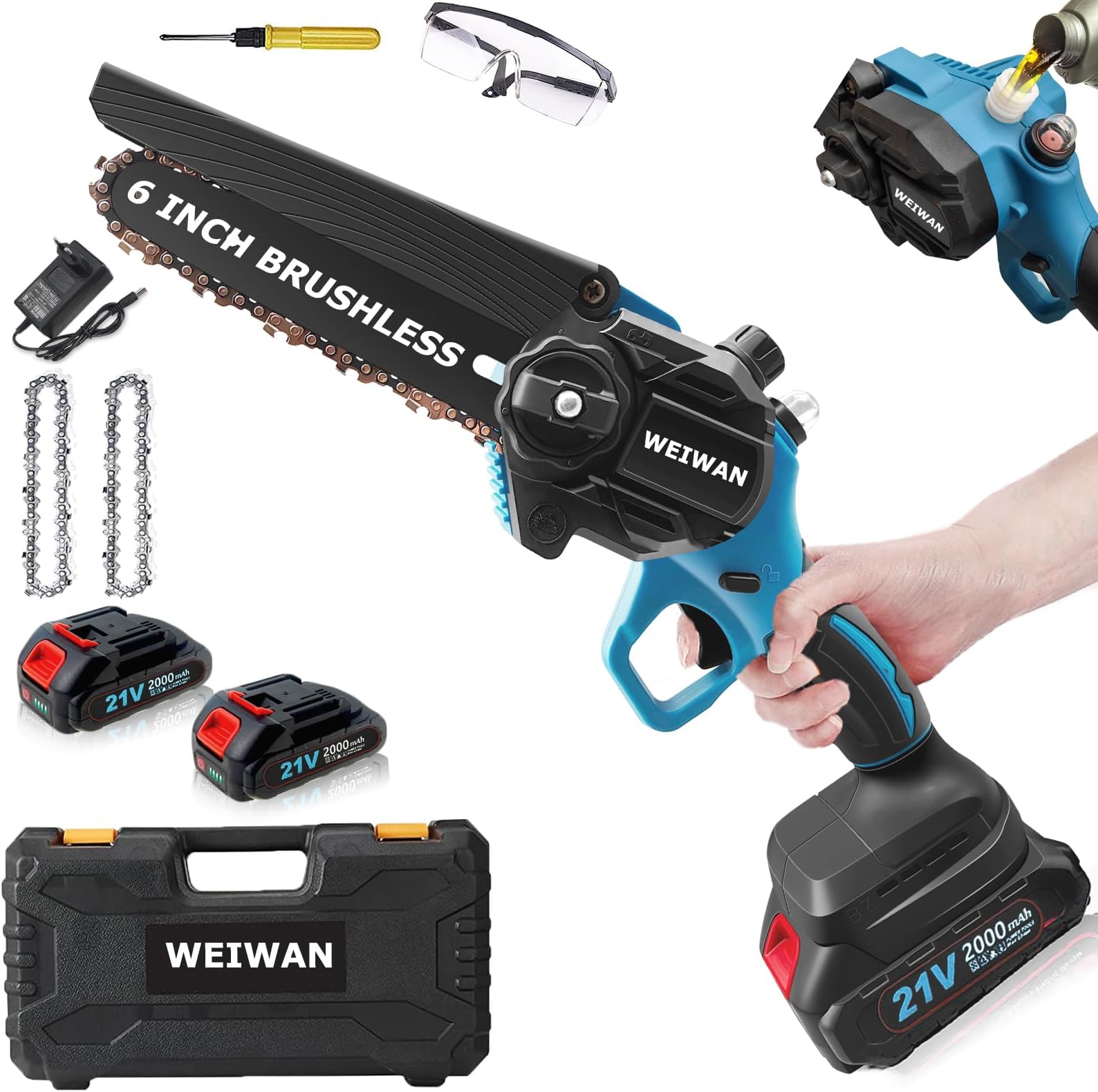 Mini Tronçonneuse 6" Sans Fil - Compatible Batteries Bosch 18V Pour Jardin Et élagage