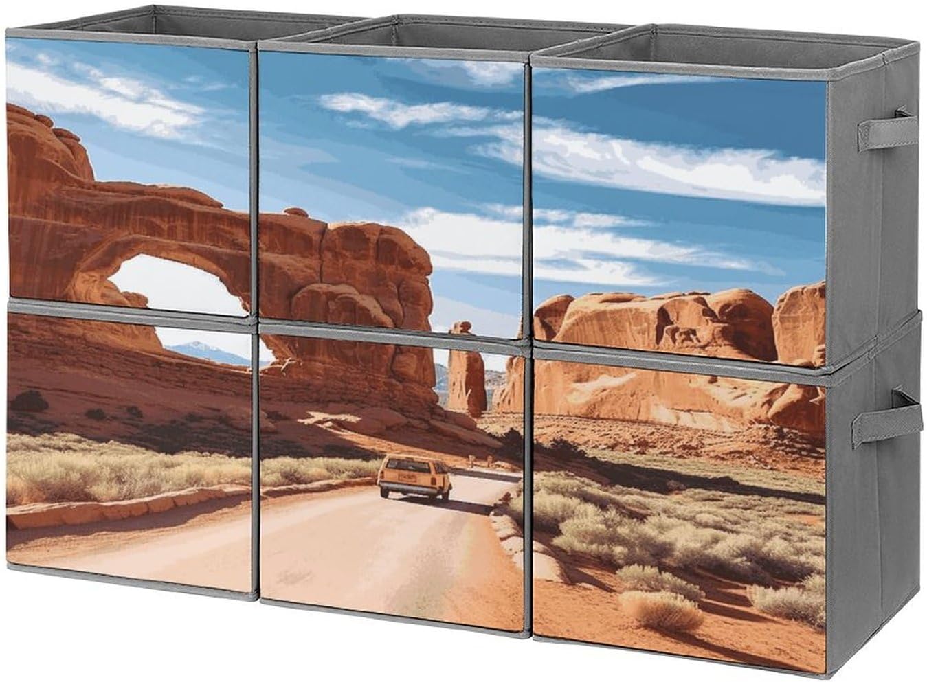Multi Use Organizer Bins, Arches National Park Entrance Printed Storage Bins, Foldable Storage Baskets Are Suitable For Bedrooms, Offices, And Cars