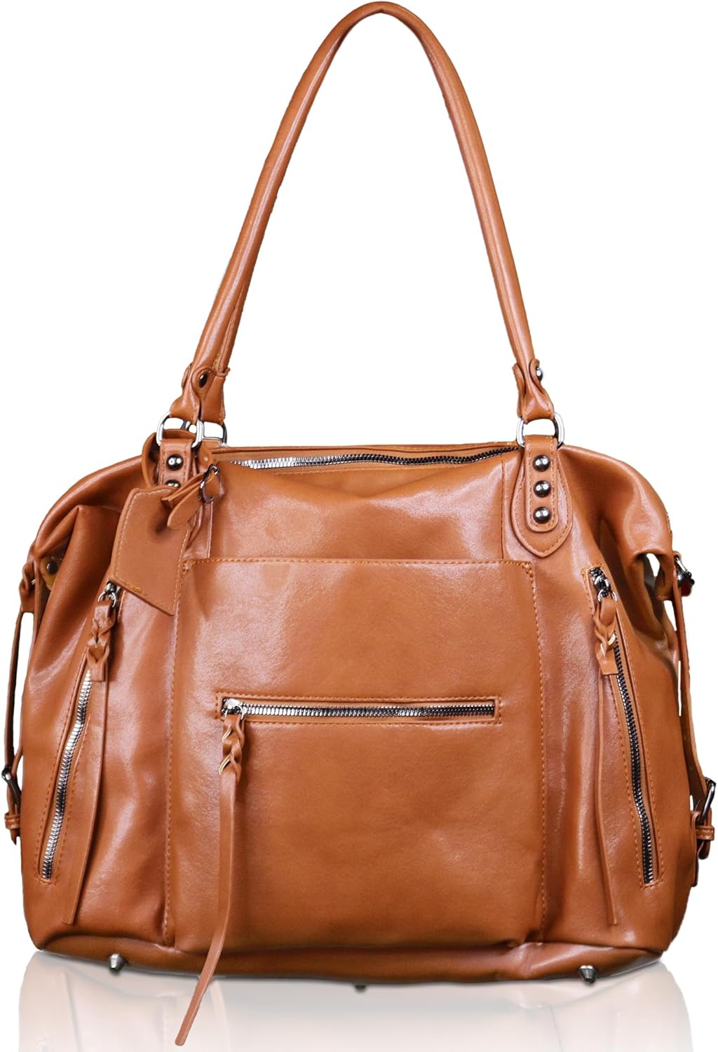 Women's Large Tote Bag City Tote Bag Fall Purse with Zipper Women Vegan Leather Hobo Handbags with Adjustable Strap