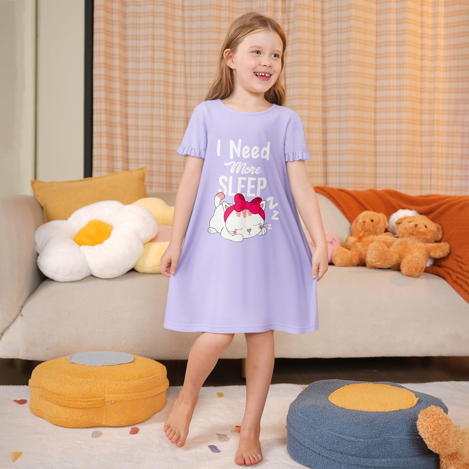 LQSZ Girls Nightgowns Kids Nightdress 3-10 Years Toddler Pajamas Fantasy Princess Sleepwear Short Sleeves Nightie - Image 2