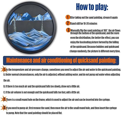 Miniatura 5 de ETULLE Sand Art Liquid Motion Moving Sand Art - Cuadro redondo de cristal 3D de mar profundo en movimiento adornos de pared de vidrio herramientas
