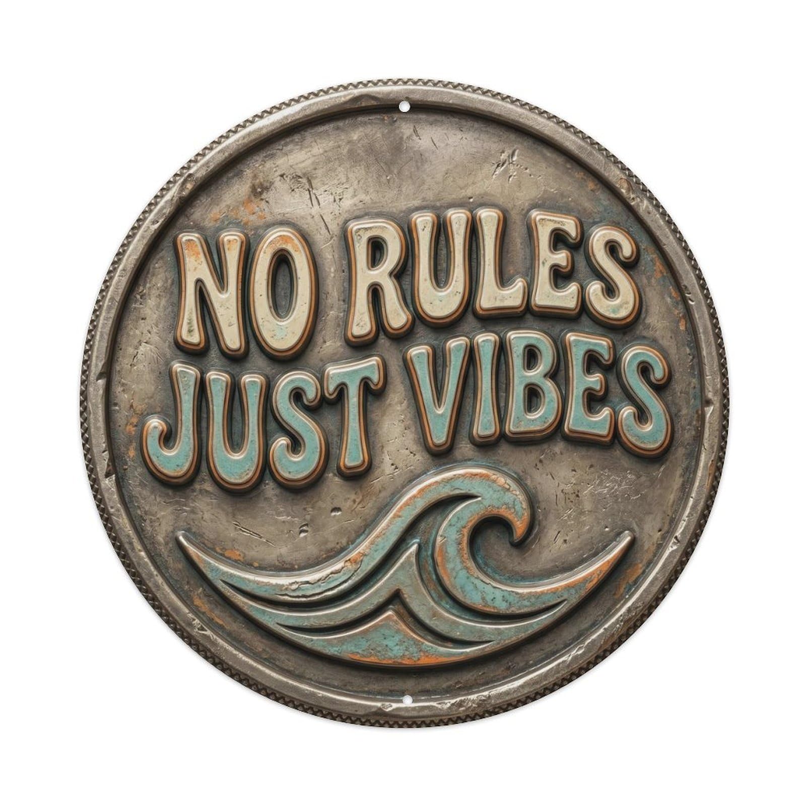 Cwbufd Vintage Style No Rules Just Vibes Vintage Indoor Display Retro Slogans Vintage Metal Tin Sign Plaque Wall Decor For Cafe, Club Bar, Office, Garden Metal Poster 8X8inch