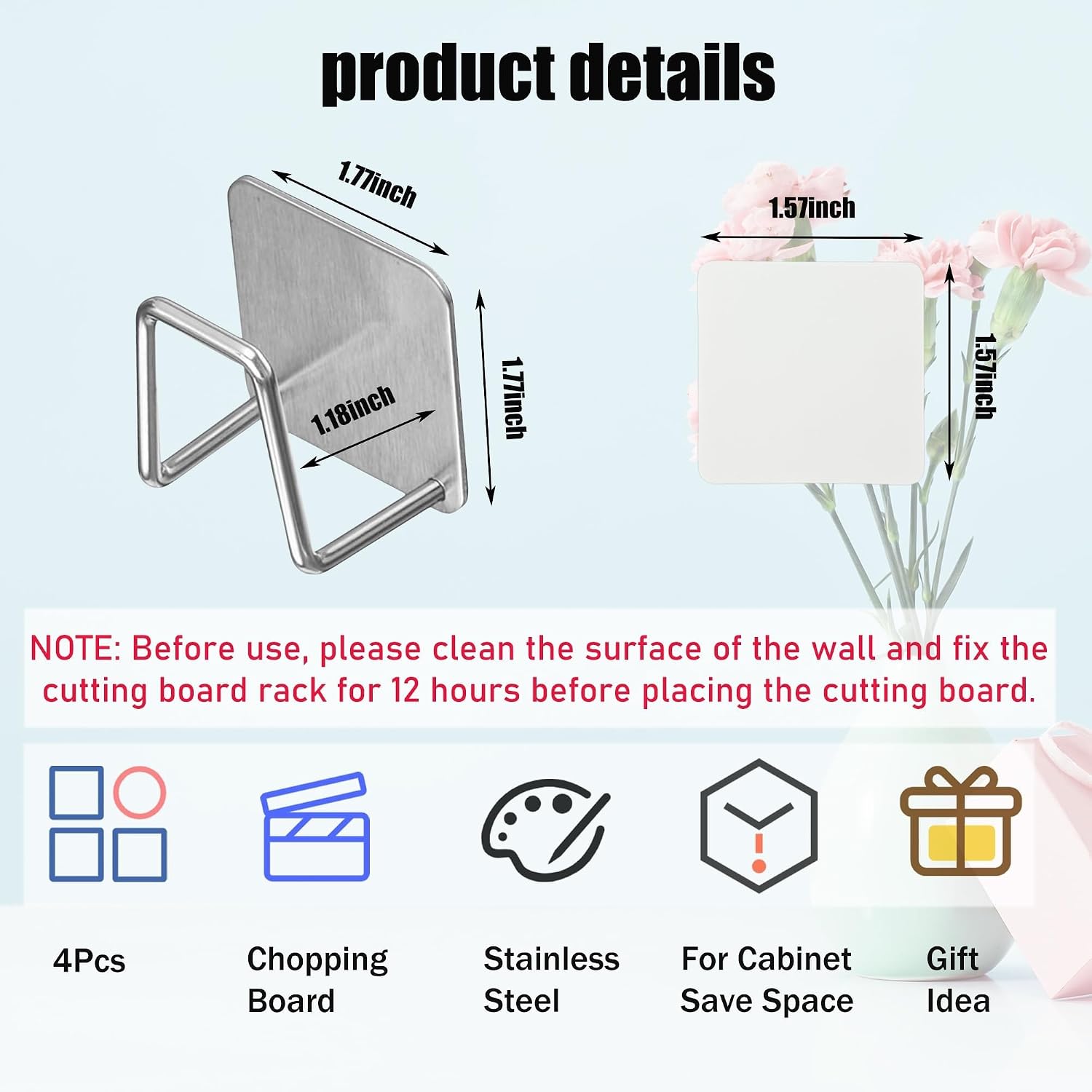 Under Cabinet Cutting Board Holder - Space-Saving Stainless Steel Rack for Kitchen Organization