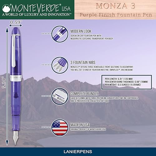 Miniatura 5 de Monteverde Monza - Pluma estilográfica (3 unidades), color morado