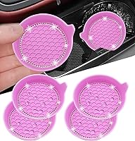 Vista 17 de NBTEPEM 2 posavasos de auto con diamantes de imitación, 2.75 pulgadas, antideslizantes, a prueba de golpes, universal, a la moda, para auto