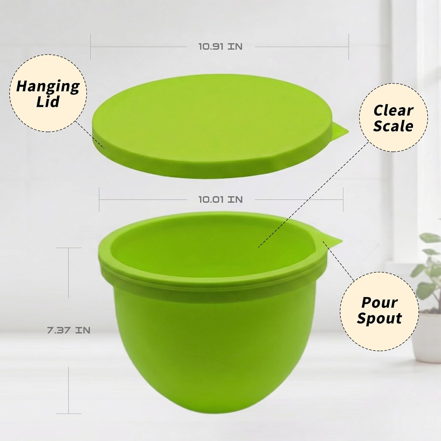 BPA-Free Food Grade Silicone Bowl Liners for Kitchen Stand Mixer 4.5-5 QT Tilt-Head Aid, Thick Salad Bowl Liners with Pour Spout Measurement Marks, 3 Pack with Lids, No Spill Easy Clean Accessories