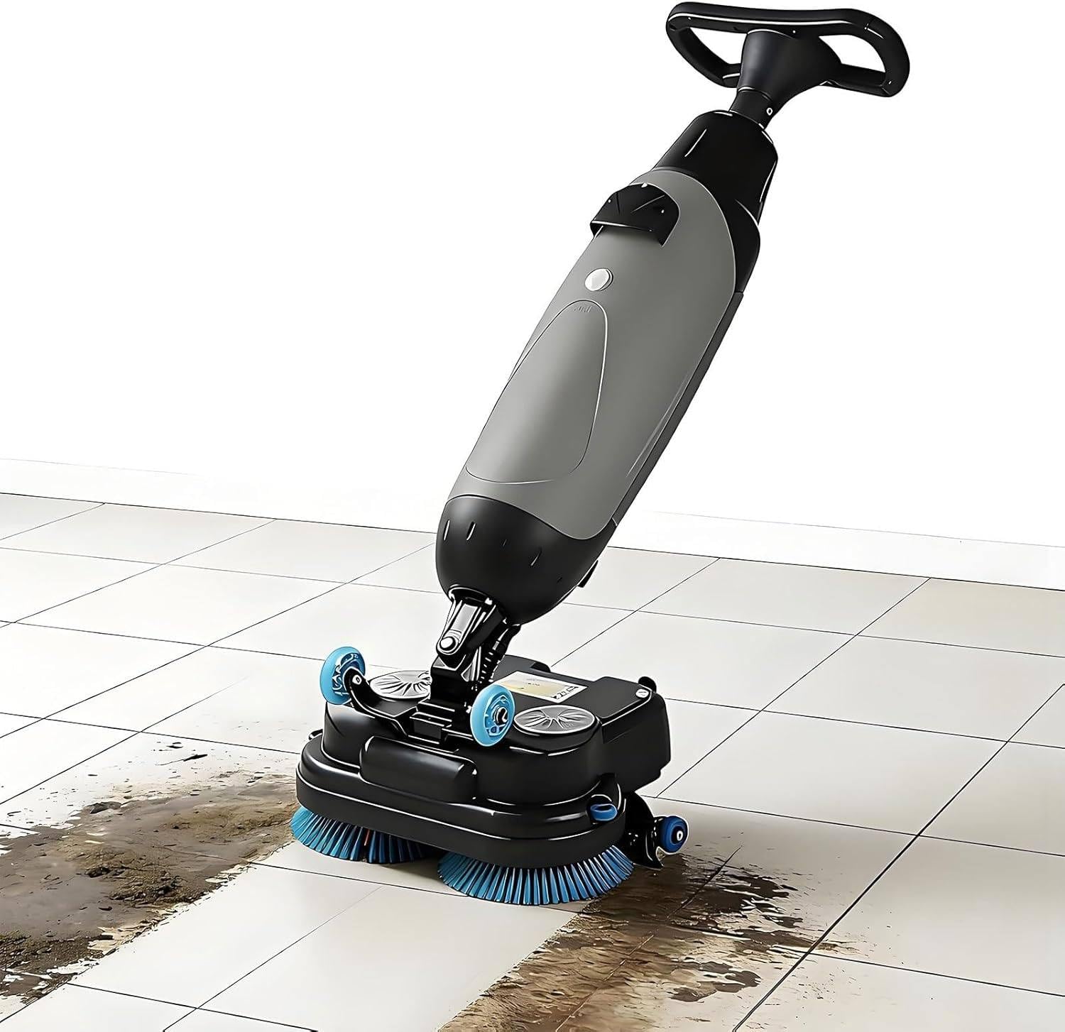 RoyceBee Floor Polisher Commercial, 17" Carpet Cleaning Machine, Floor Buffer Scrubber, 360rpm, Coverage 13000 Sqft/H, Industrial Floor Cleaning with 3gal Tank and 2brush Heads Gray