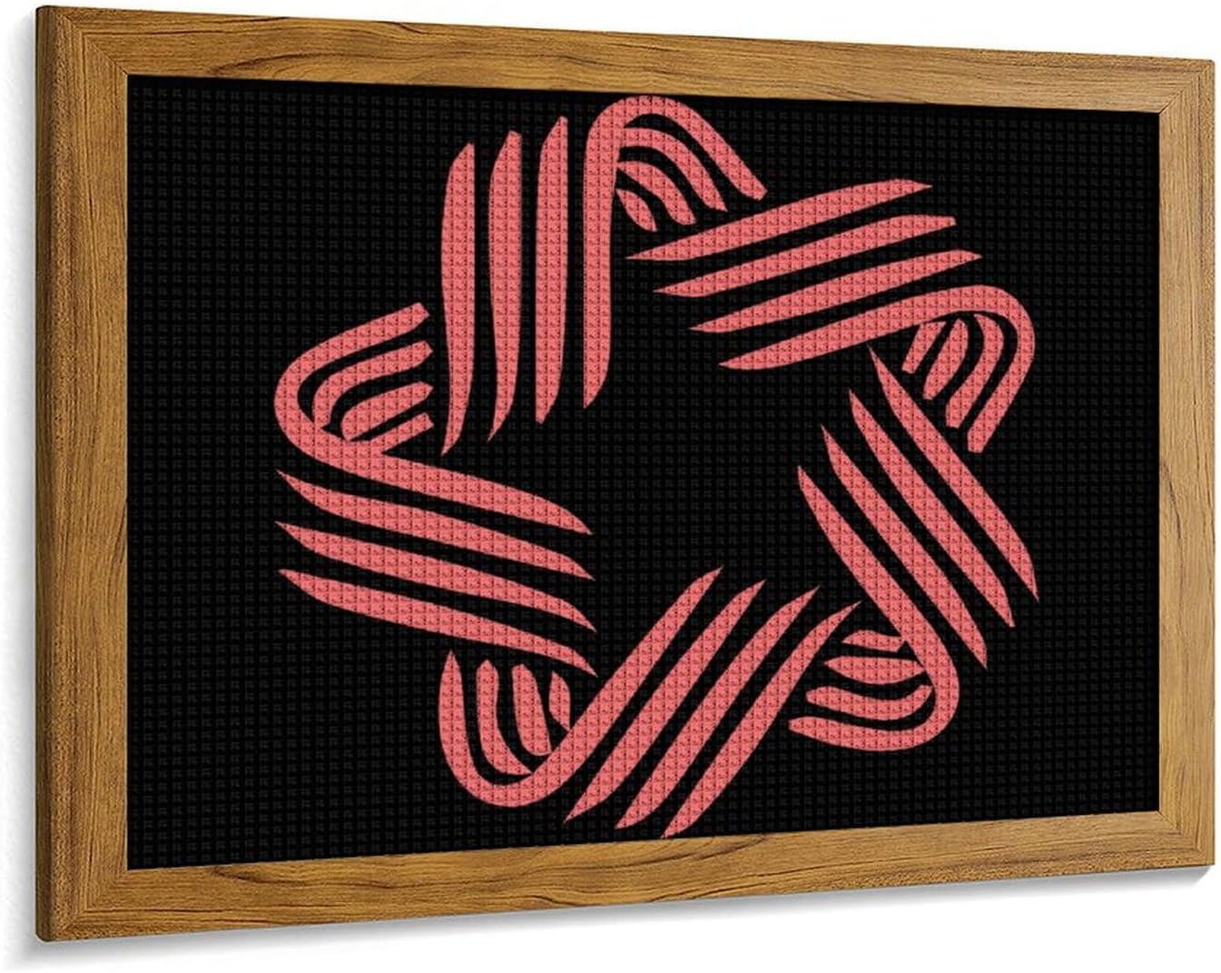 Pink Ribbon Printed Diamond 5D Painting Kits DIY Full Drill Crafts for Home Wall Decor 16x20 Inch Yellow Wood 50 * 40cm