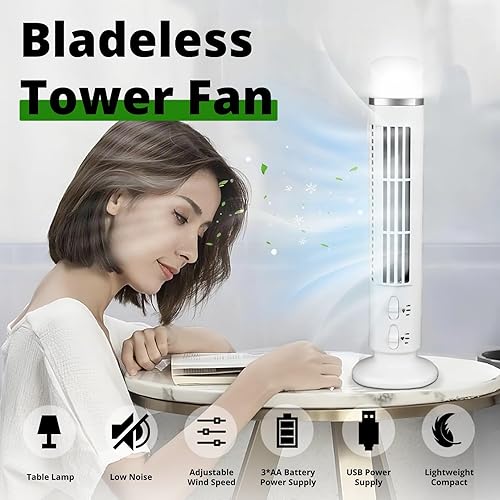Miniatura 2 de Yoidesu Ventilador de torre para dormitorio, ventilador de mesa oscilante de 90, ventilador de escritorio pequeño de 13 pulgadas, ventiladores