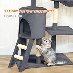 PawHut Cat Tree, 53" Cat Tower for Indoor Kittens with Sisal Scratching Posts, Plush Perches, Condo, Hammock, Ladder, Dangling Toys, Multi-Level Kitty Activity Centre, Dark Grey