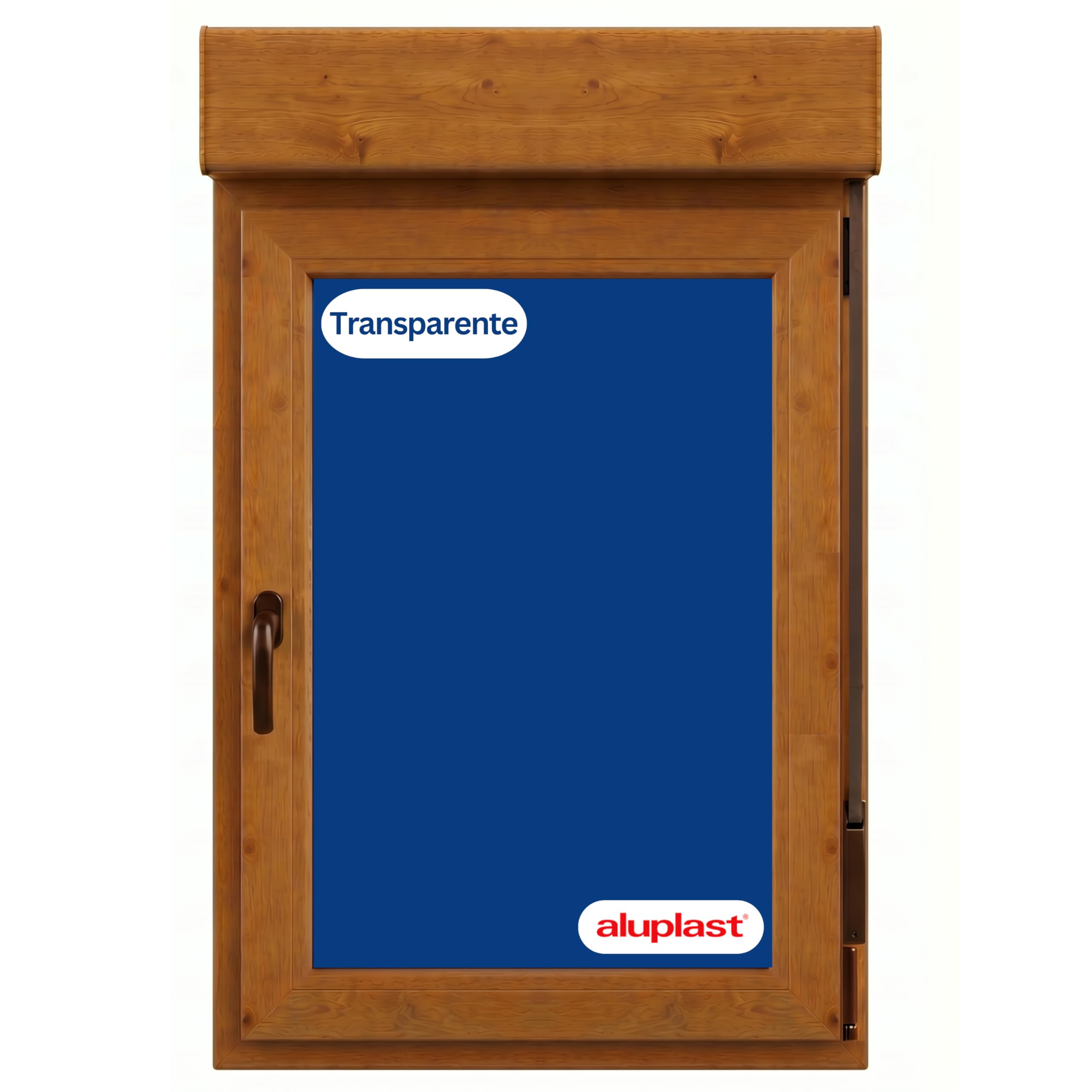 Ventana PVC Reforzada con Persiana | 80x115,5 | Oscilobatiente Derecha | Cristal Climalit Transparente | Perfil Aluplast | Roble Dorado | Ruido <45db, Aislamiento Térmico | Entrega 24/48h