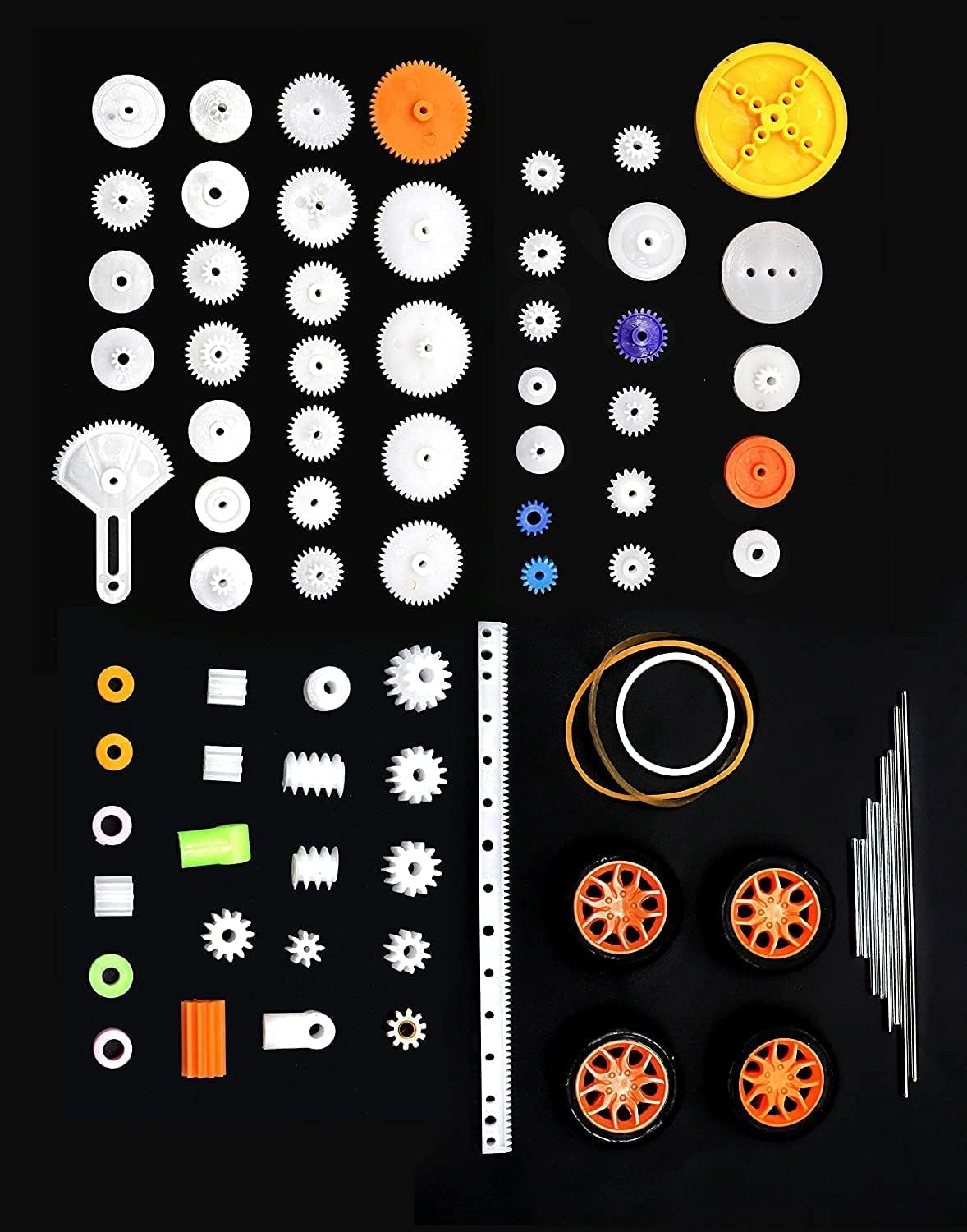 SP Electron 78 Pcs Plastic Gear Set Rack Pulley Belt Worm Single Double Gears DIY Car Robot for Electronic and School Projects Set-image-43