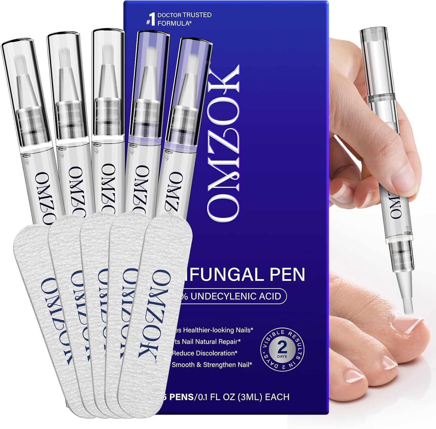 Toenail Fungus Pen - 25% Undecylenic Acid, Tea Tree Oil - Toenail Fungus Treatment Extra Strength for Toe Nail Repair Pen for Damaged Nails, Foot Fungal Nail Treatment for Fungi Funginail - 5pcs