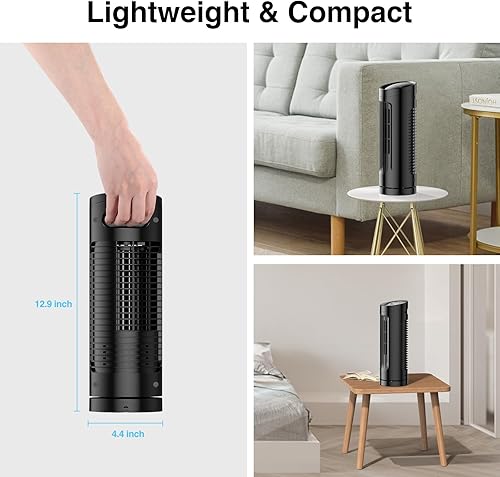 Miniatura 8 de VCK Ventilador de torre de 13 pulgadas, ventilador de escritorio de oscilación de 70 con 3 velocidades, 3 modos de viento, diseño seguro sin aspas,