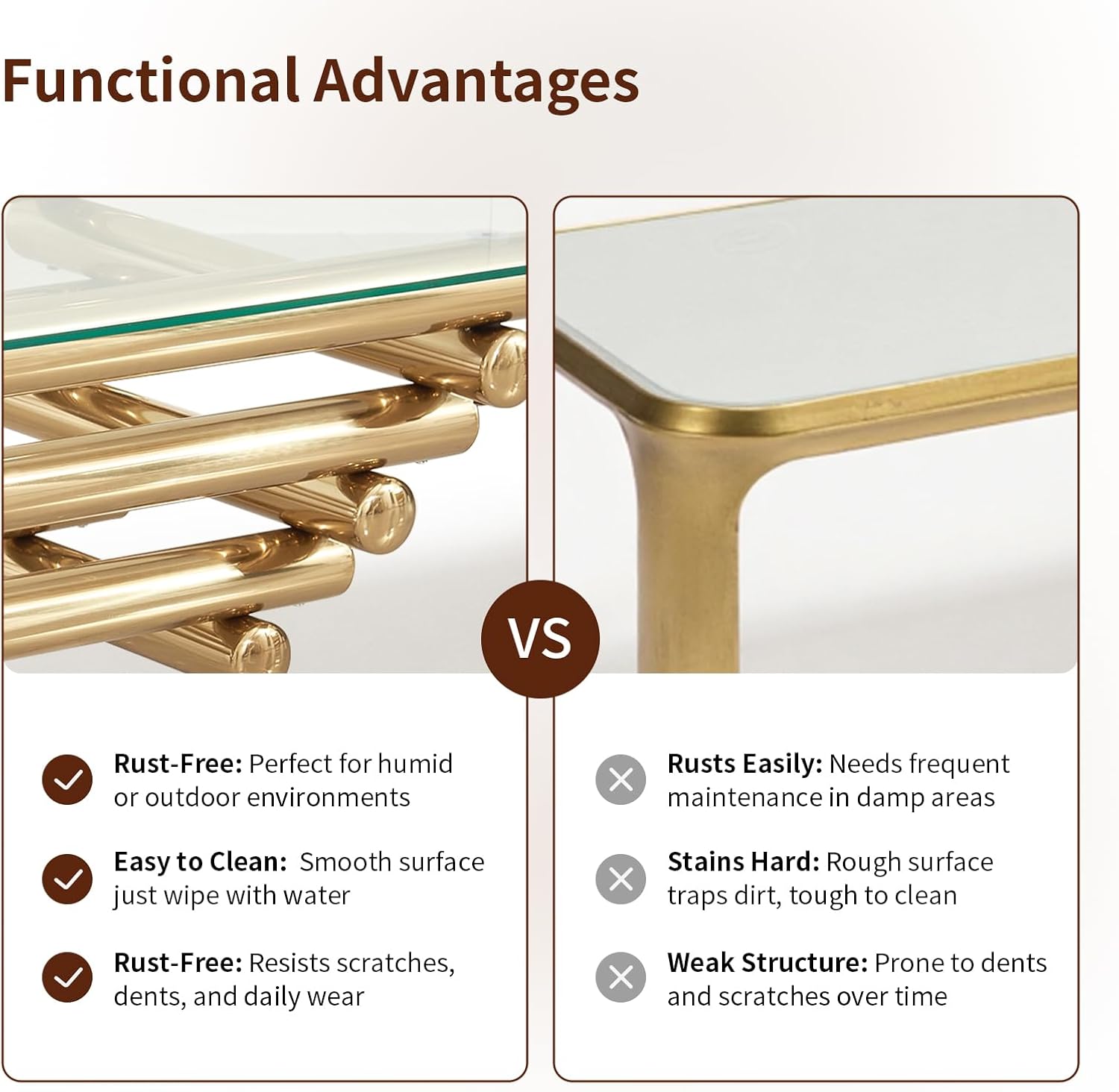 55" Glass Coffee Table for Living Room, Modern Gold Coffee Tables, Tempered Glass Tabletop, Stainless Steel Legs, Luxury Rectangular Center Table for Waiting Room Home Apartment Office