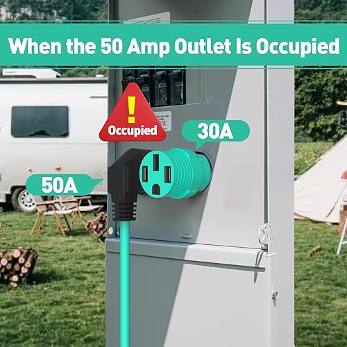 Miniatura 2 de Enchufe RV de 30 amperios a 50 amperios, enchufe de RV resistente TT-30P a 5-15R Enchufe macho de 30 A a receptáculo hembra de 15 A para generador