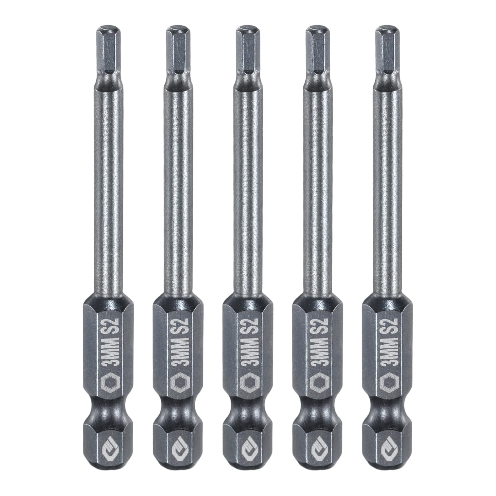 sourcing map 5pcs Flat Hex Head Screwdriver Bits H3 (3mm) Magnetic Tip 1/4" Hex Shank 65mm (2.6") Long S2 Steel Metric Hexagonal Screw Drivers Drill Bit Wrench Socket, Blue